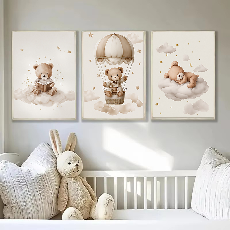 ภาพพิมพ์ผ้าแคนวาสลายหมีเท็ดดี้ - Baby Nursery Prints บทวิจารณ์และราคา