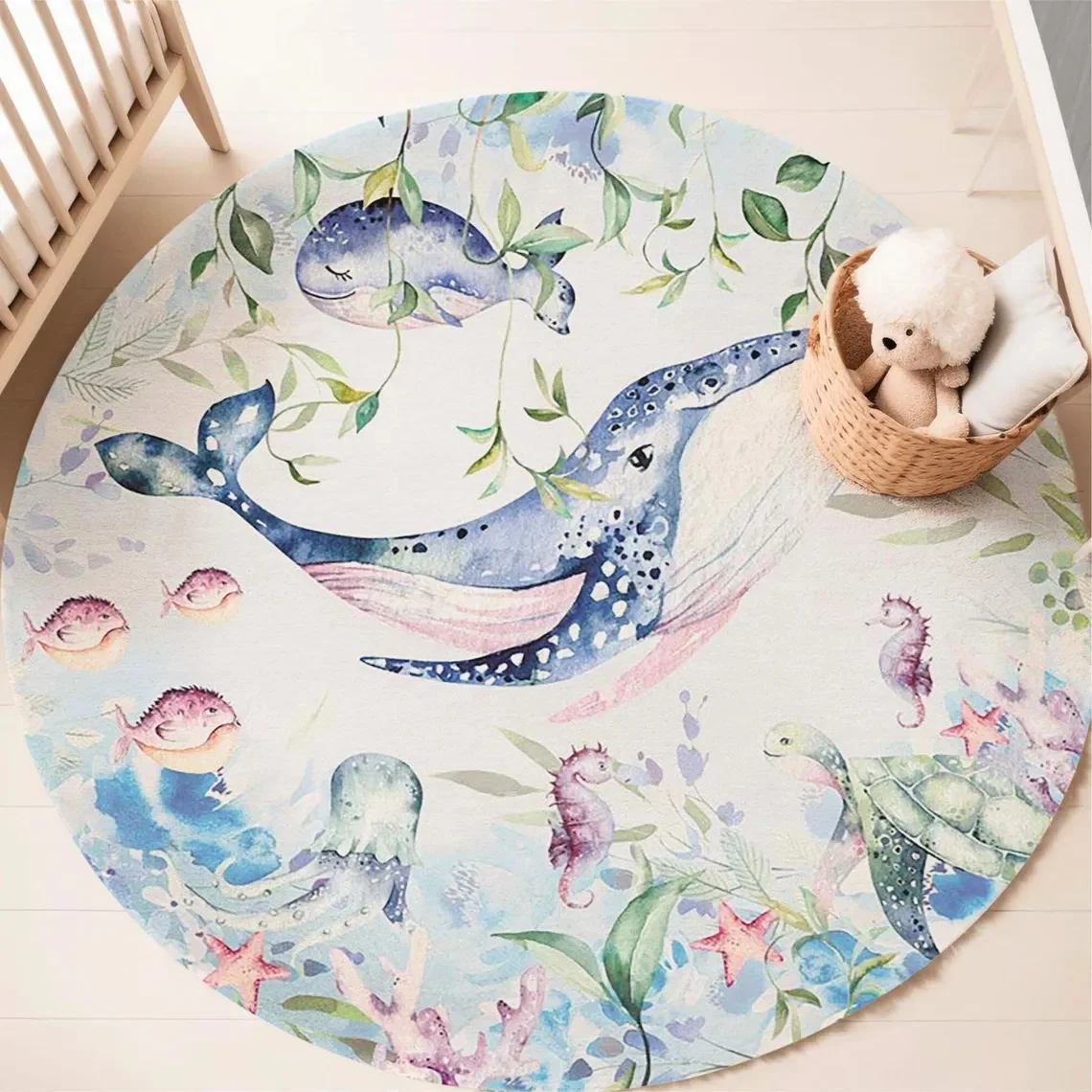 พรมลายสัตว์ทะเลสีฟ้า สำหรับห้อ - Baby Nursery Carpet บทวิจารณ์และราคา
