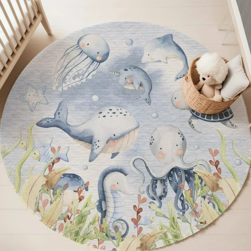พรมลายสัตว์ทะเลสีฟ้า สำหรับห้อ - Baby Nursery Carpet บทวิจารณ์และราคา