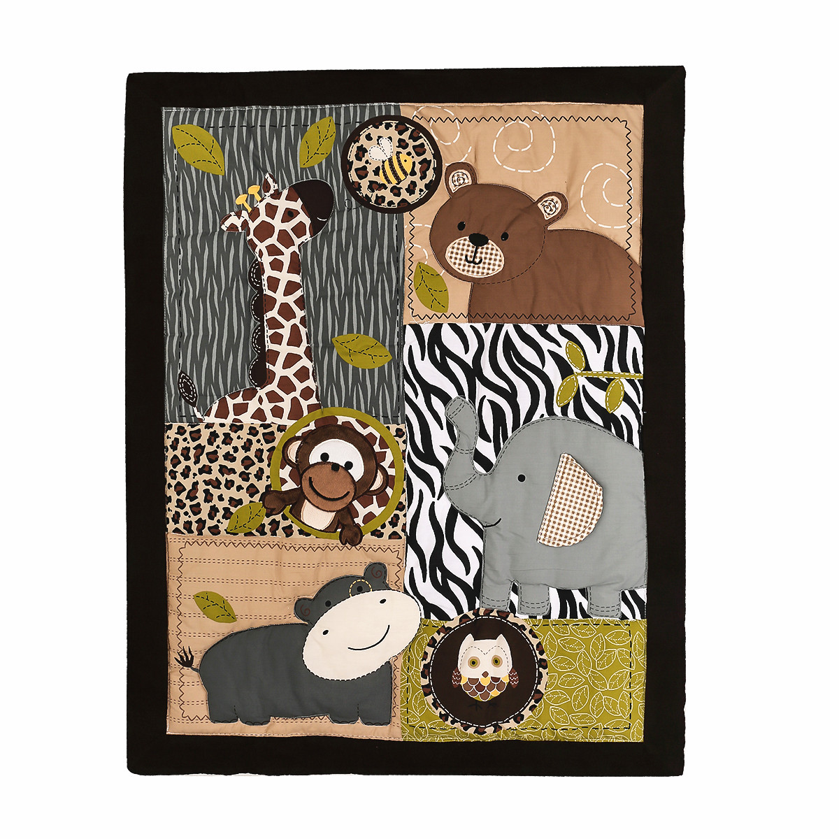 3 ชิ้นปักทารกแรกเกิด Cot ชุดเค - Baby Nursery Jungle Theme บทวิจารณ์และราคา